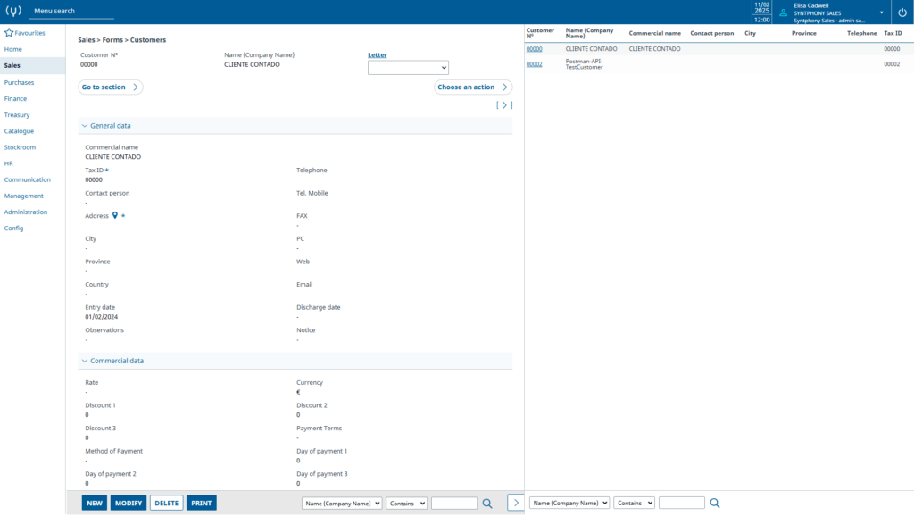Syntphony Sales - ERP - Customers