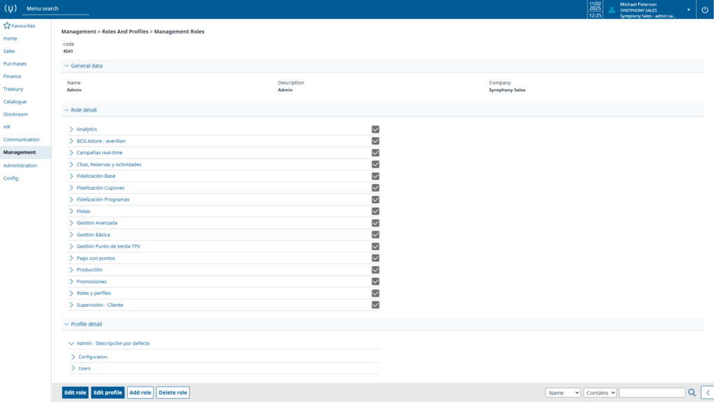 Syntphony Sales - ERP - Roles and Profiles Management